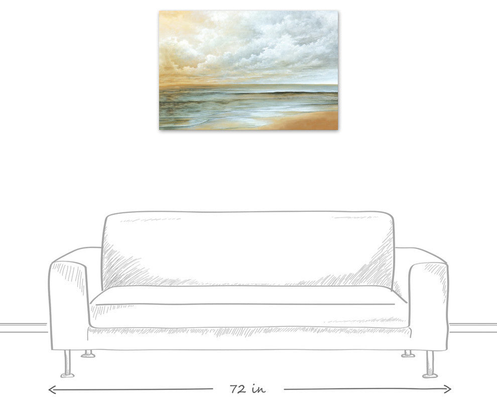 Long Beach Ocean Canvas Wall Art, Unframed, 24"x36"