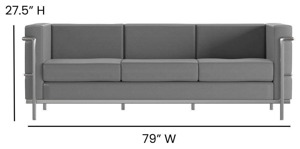 Hercules Regal Series Contemporary Gray LeatherSoft Sofa with Encasing Frame