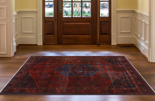 Semi Antique Krishma Red/Navy Rug, 4'5x6'4