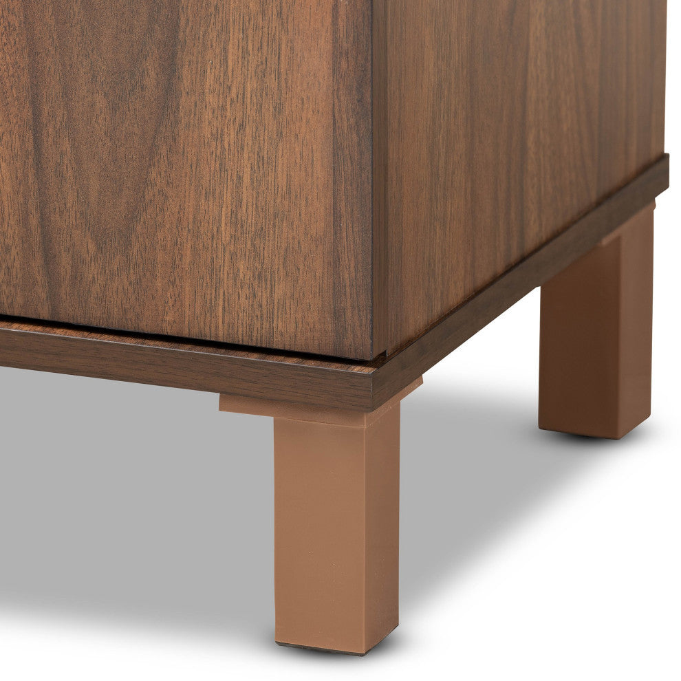 Two-Tone Walnut Brown And Dark Gray Finished Wood 2-Door Shoe Storage Cabinet