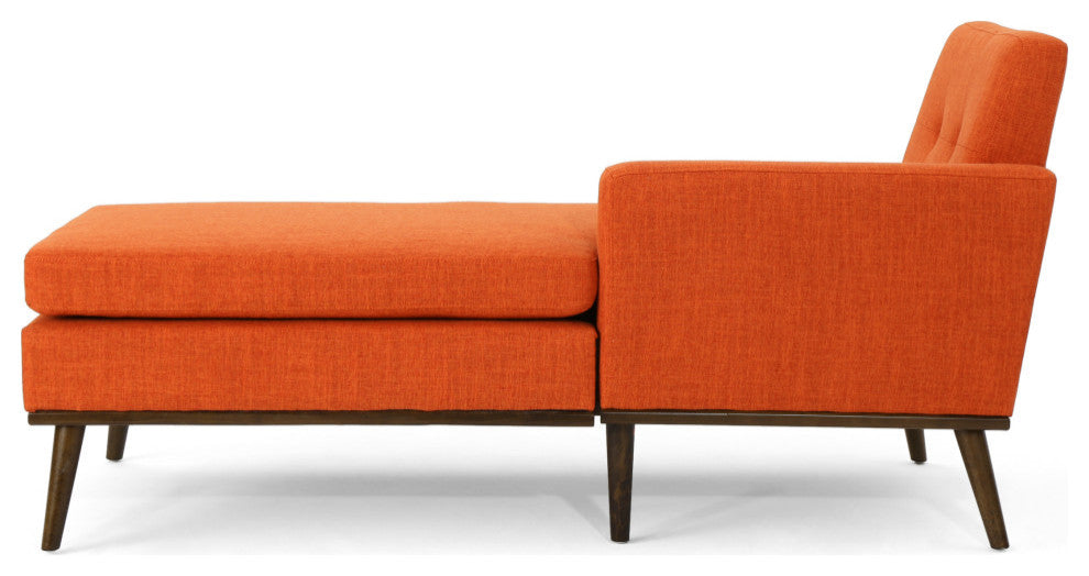 GDF Studio Sophia Mid-Century Modern Fabric Chaise Lounge, Muted Orange