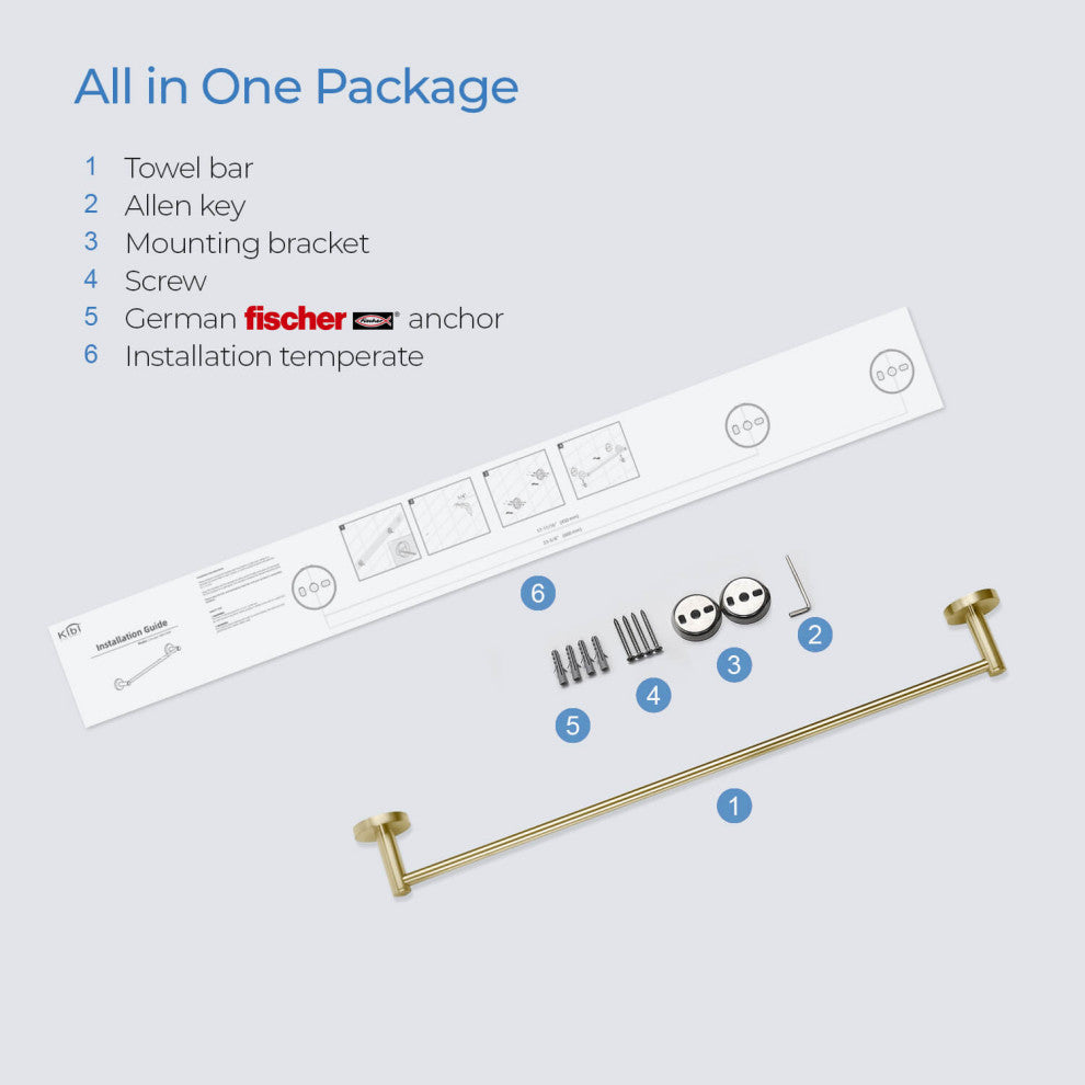 Circular 24" Bathroom Towel Bar KBA1404, Brush Gold