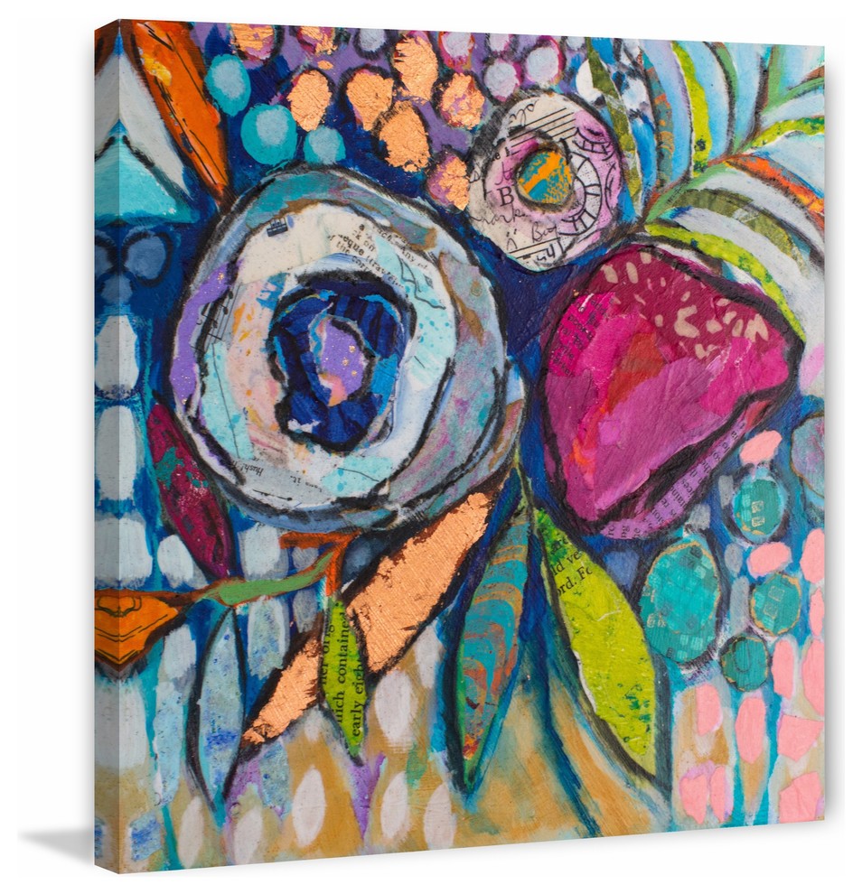 "Floral Dimensions" Painting Print on Wrapped Canvas, 32x32