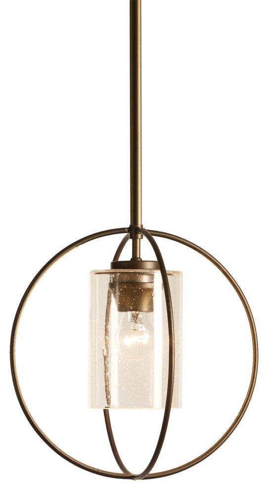 Rhythm Mini Pendant, Dark Smoke Finish, Seeded Clear Glass