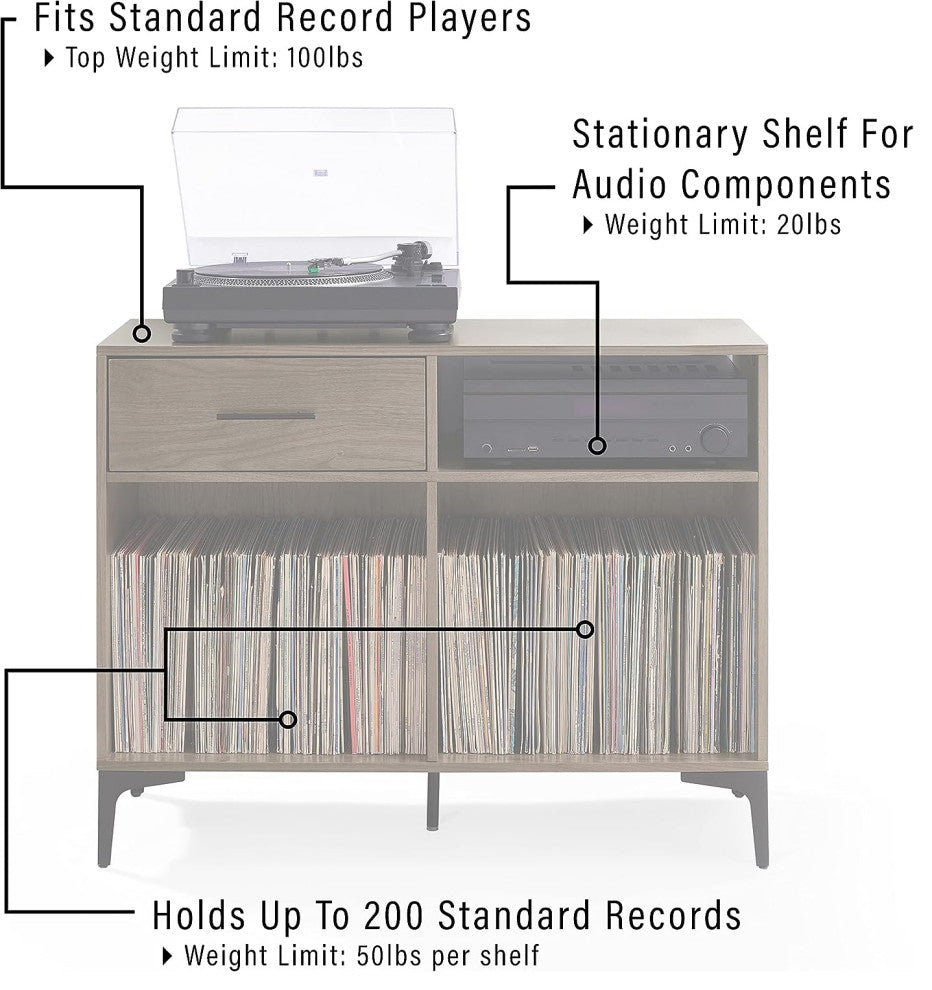 Sydney Record Storage Media Console Walnut