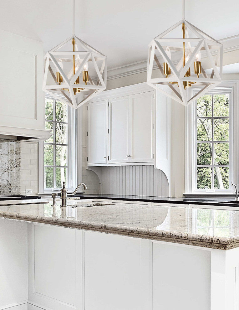 Arcturus 3-Light Chandelier, Matte White, Matte White and Vintage Bronze