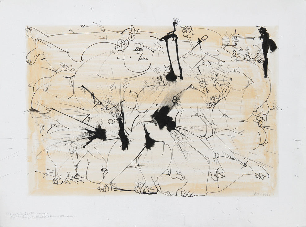 "This is an Idea for a Machine that Discerns Alternatives", Ink Drawing