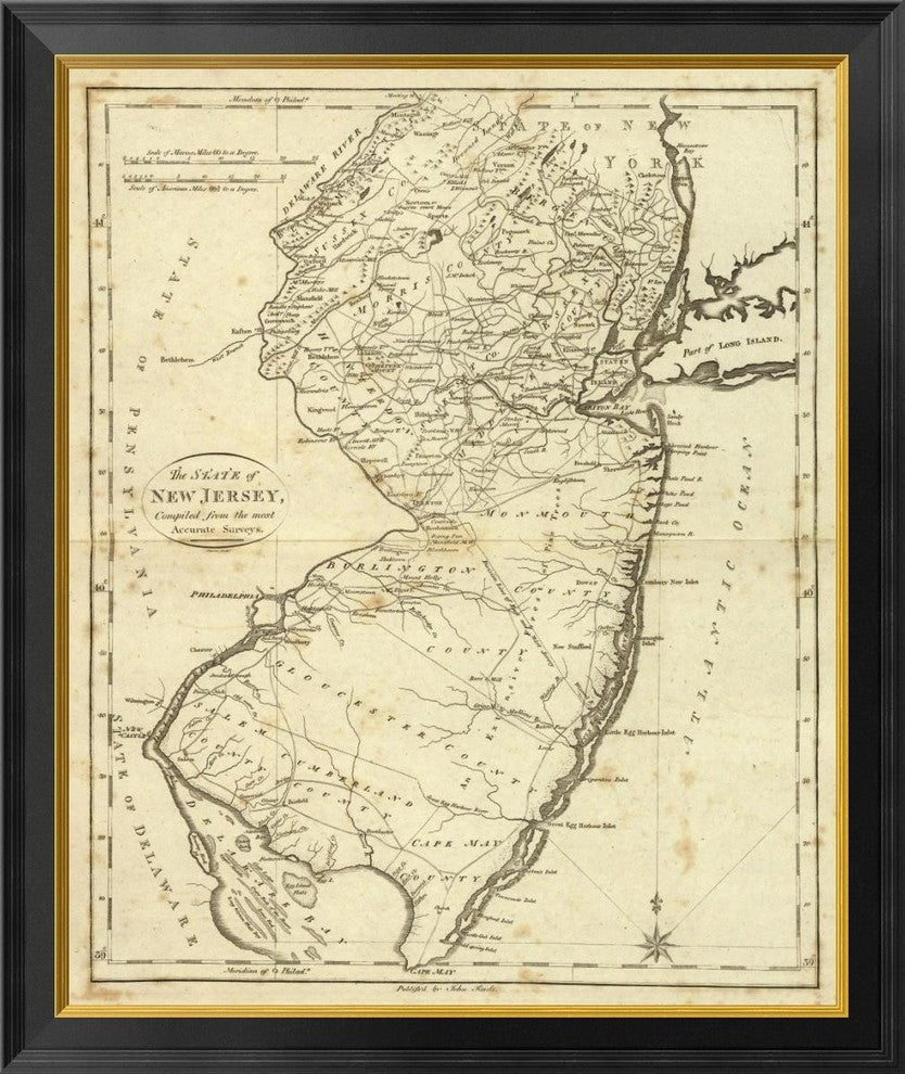 "State of New Jersey, 1796" Framed Canvas Giclee by John Reid, 29x34"