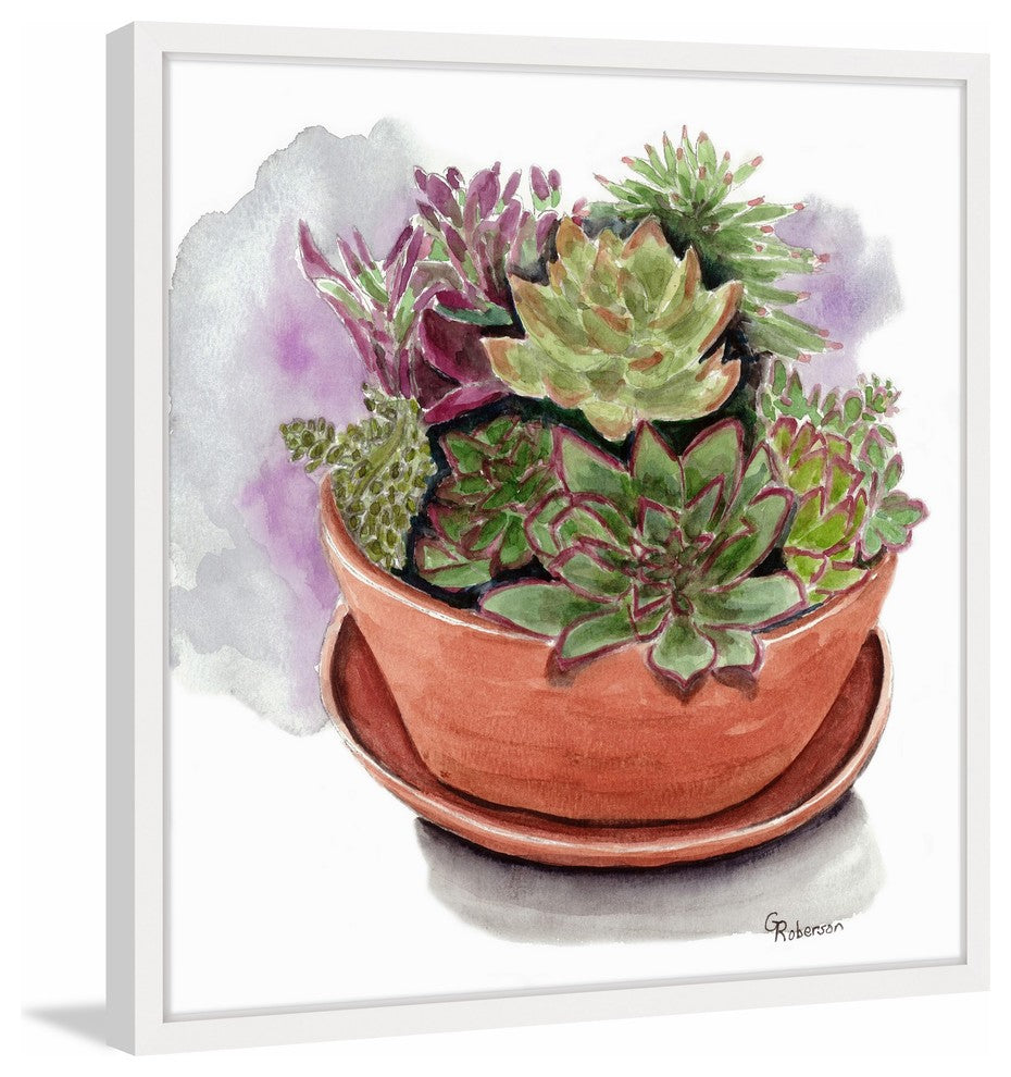 "Succulents" Framed Painting Print, 24"x24"