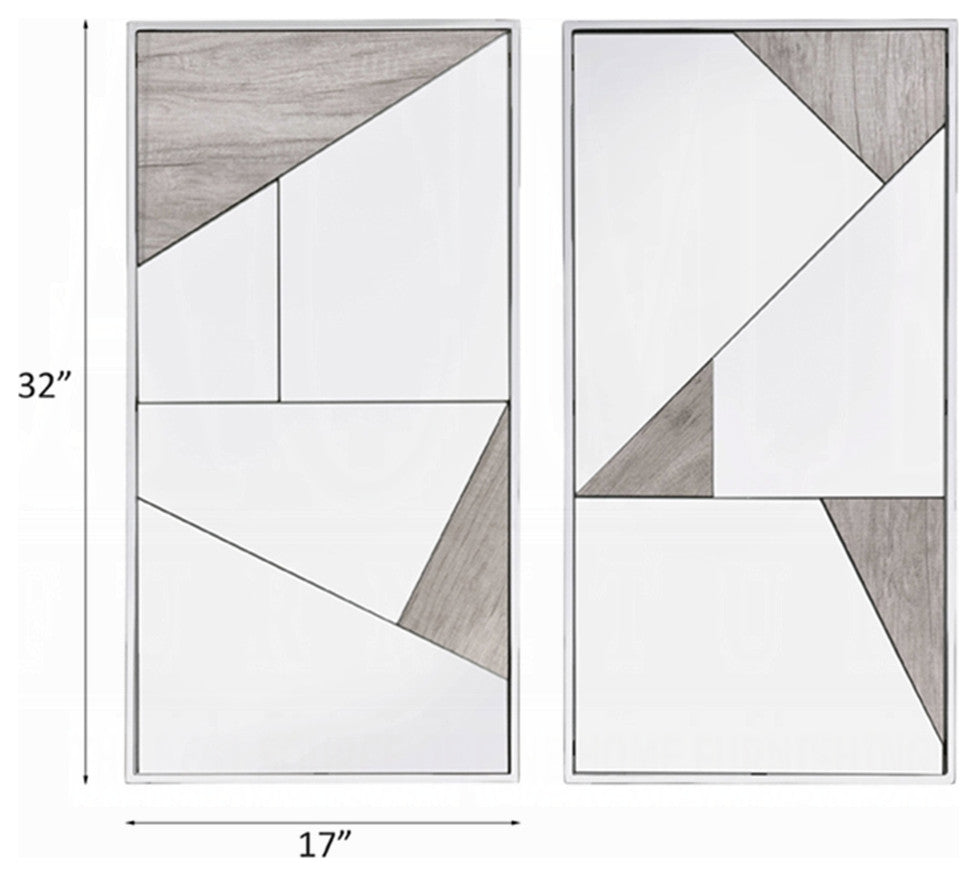 Chafik Wall Accent Mirror, Set-2, Mirrored, Chrome and