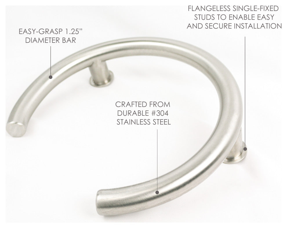 12" Huntington Shower Valve Grab Bar Front Mount, ADA Compliant, Satin
