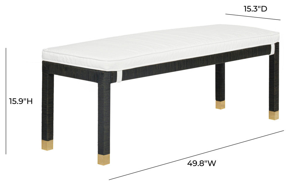Amara Charcoal Woven Rattan Bench