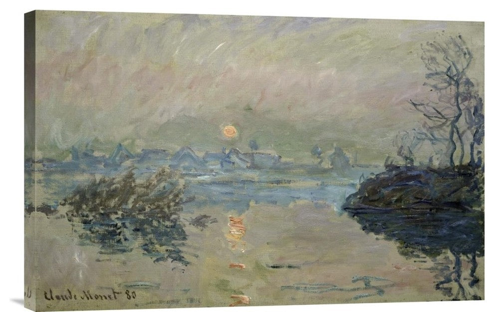 "Setting Sun (Soleil couchant)" Stretched Canvas Giclee by Claude Monet, 30"x20"