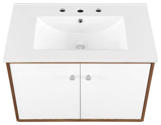 Transmit 30" Wall-Mount Bathroom Vanity - Walnut White
