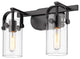 Innovations 423-2W-BK-4CL-LED Pilaster 2 Light Bath Vanity Light, Matte Black