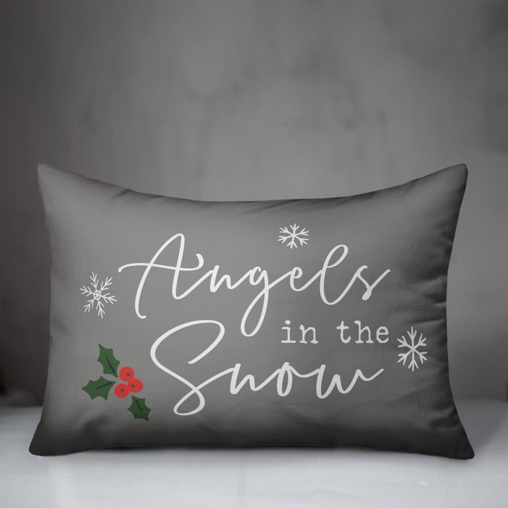 Gray Angels, The Snow 20x14 Spun Poly Pillow