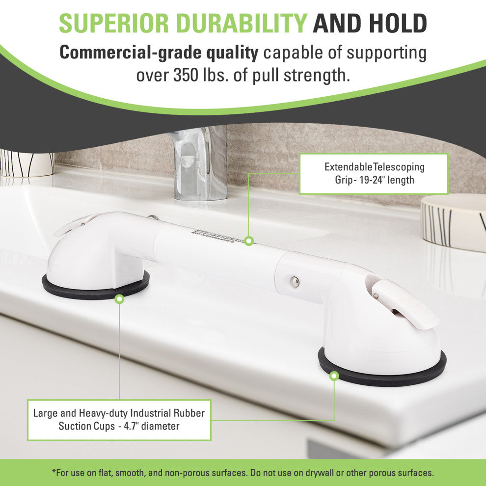 Telescoping Portable Suction Grab Bar, Medium
