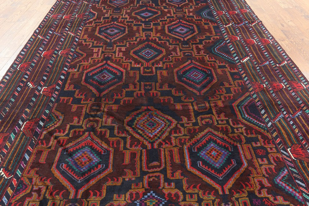 Wool Handmade Tribal Afghan Hand-Knotted Rug, 9'x13'