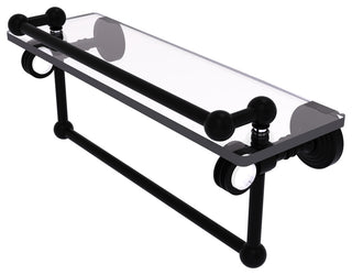 Pacific Grove 16" Dotted Glass Shelf and Towel Bar, Matte Black