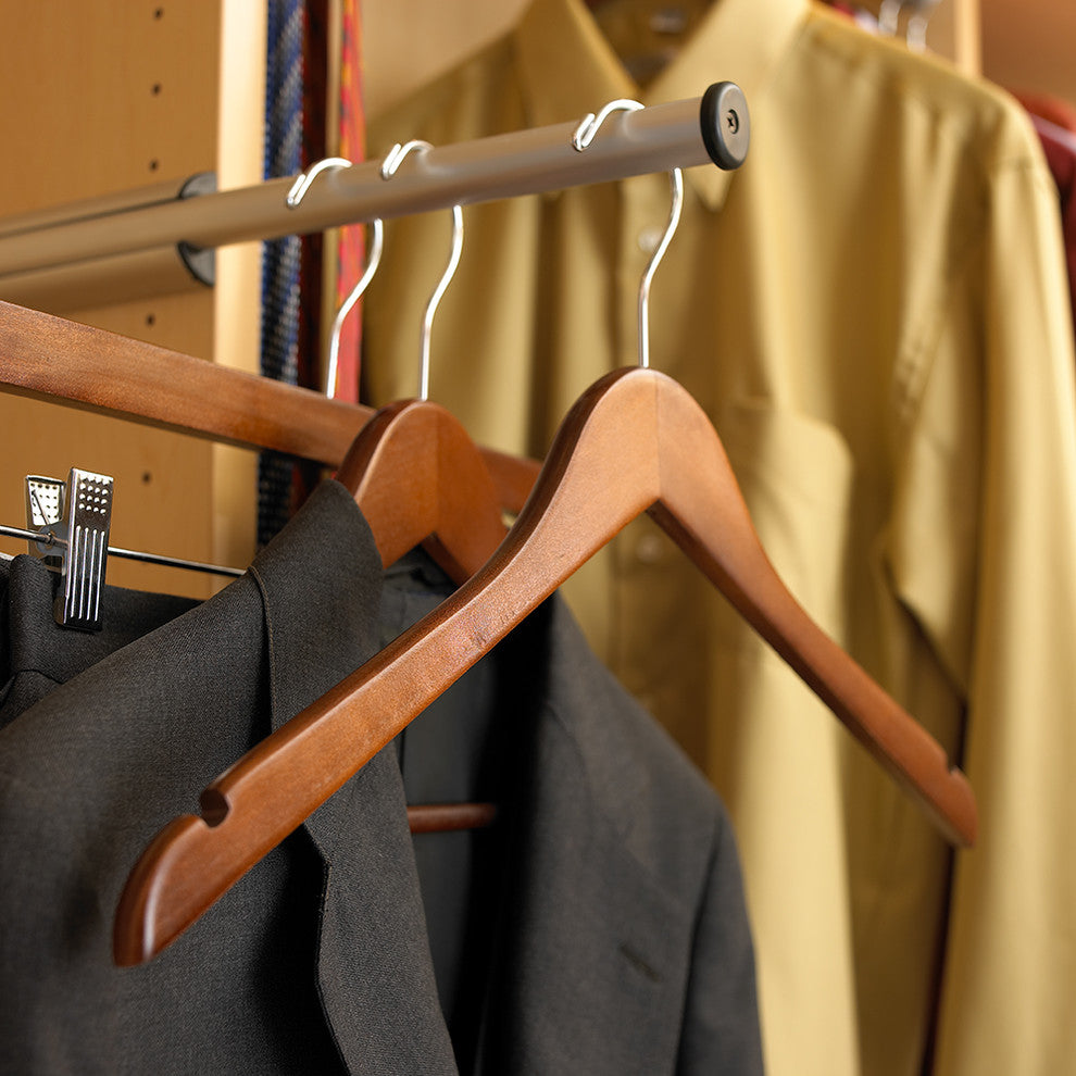 Wooden Bottom Hanger With Clips, Walnut/Chrome, Box of 100