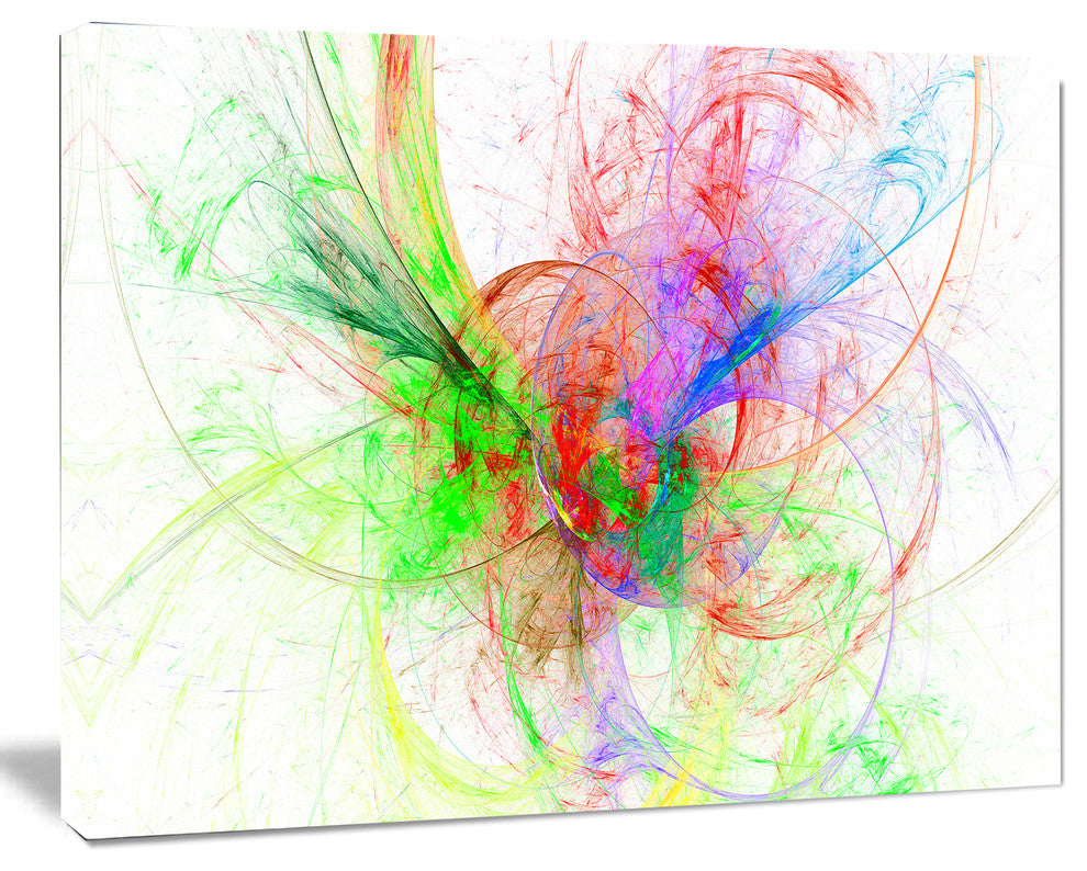 Multi Color on White Fractal Design, Abstract Canvas Art Print, 20x12