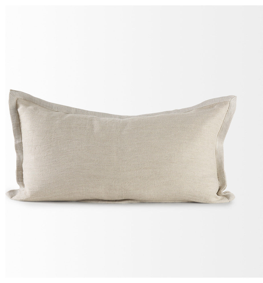 Mae 14Lx26W Beige Fabric Decorative Pillow Cover