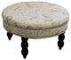 Vintage Look Postcard Print Round Ottoman