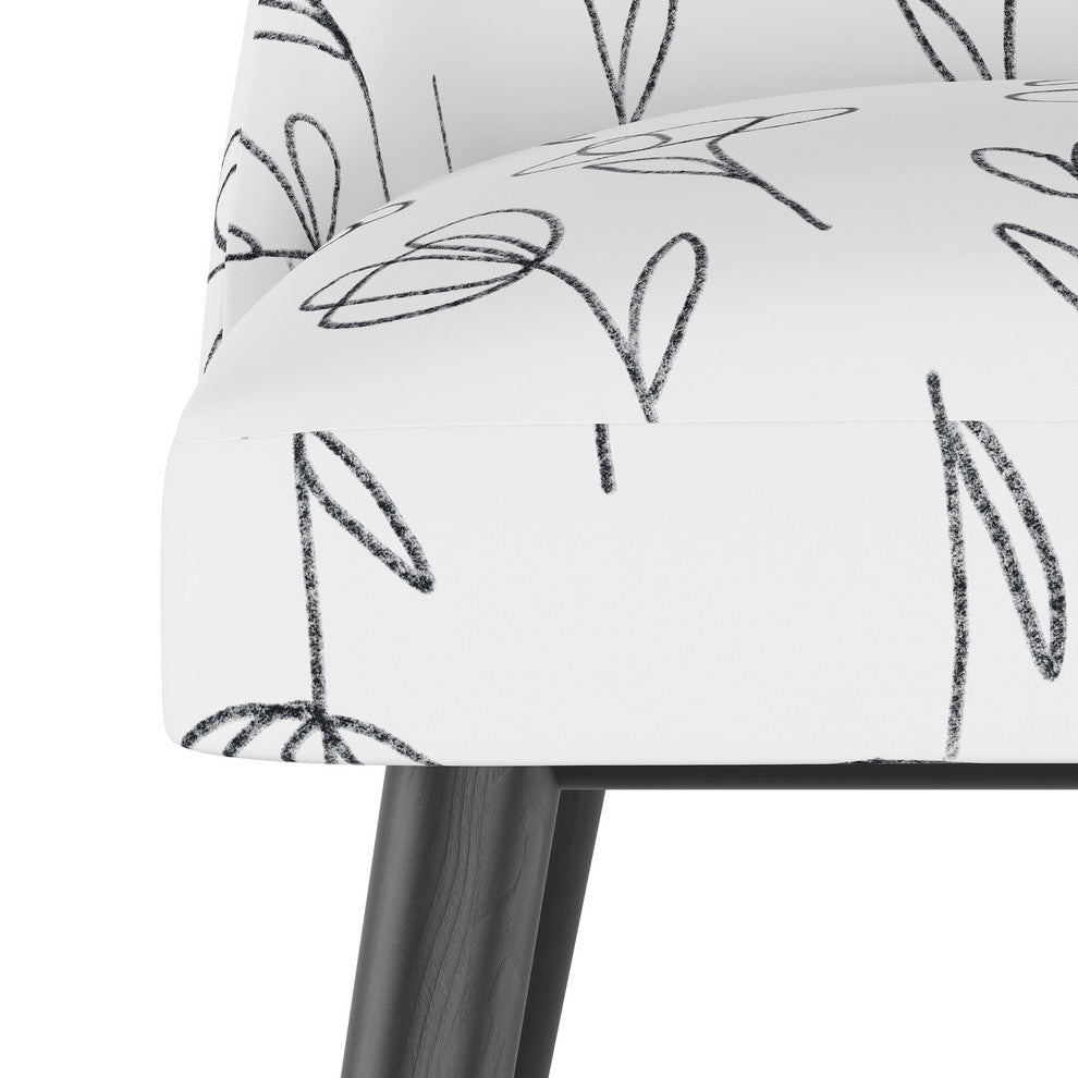 Markham Rounded Back Bar Stool, Contoured Tulips White