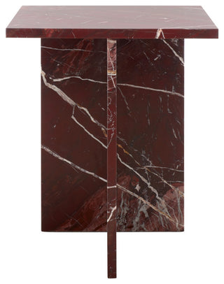 Safavieh Couture Adriano Marble Accent Table, Dark Red