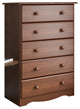 100% Solid Wood 5-Drawer Chest, Mocha