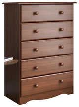 100% Solid Wood 5-Drawer Chest, Mocha