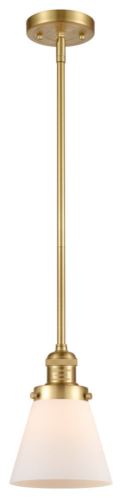 Small Cone 1 Light Mini Pendant, Satin Gold, Matte White