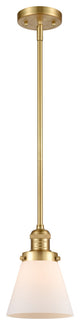 Small Cone 1 Light Mini Pendant, Satin Gold, Matte White