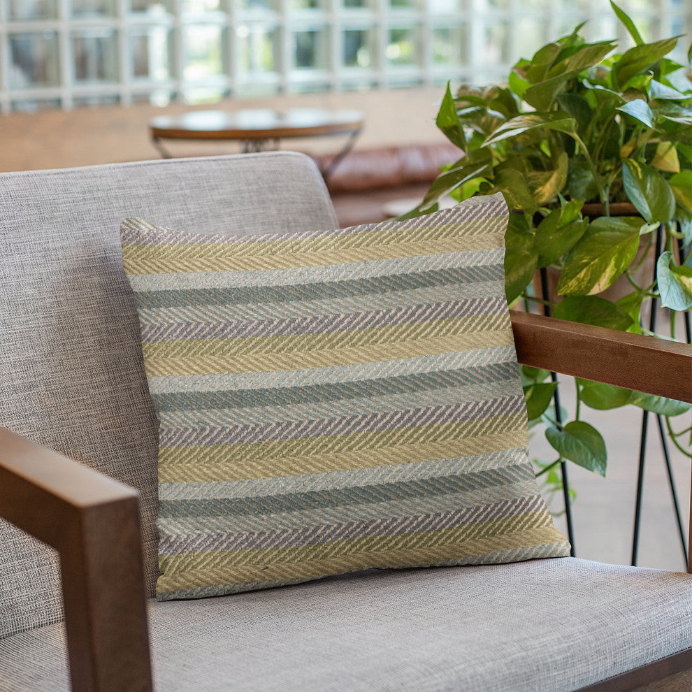 Plutus Blue Tracks Stripe Luxury Throw Pillow, 26"x26"