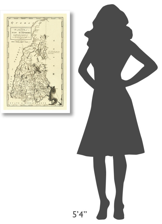 "State of New Hampshire, 1794" Digital Paper Print by Mathew Carey, 22"x32"
