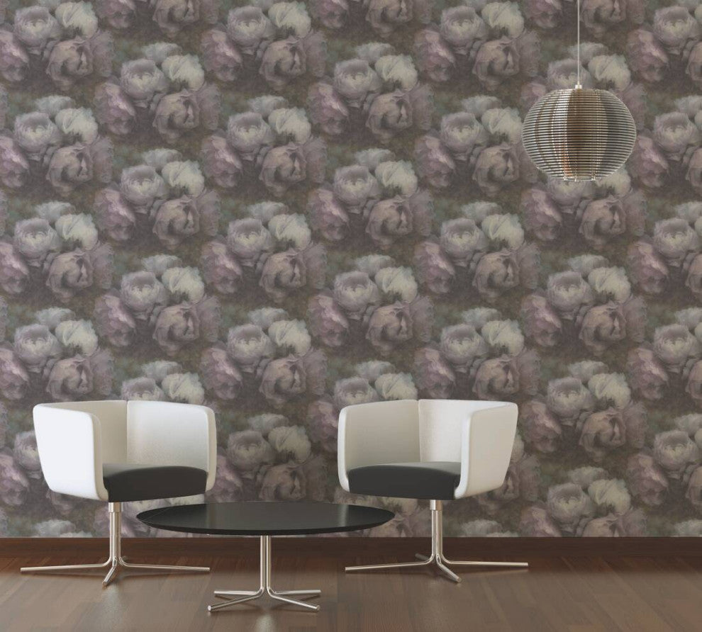Sample, Floral Textured Wallpaper Featuring Peonies, 373921
