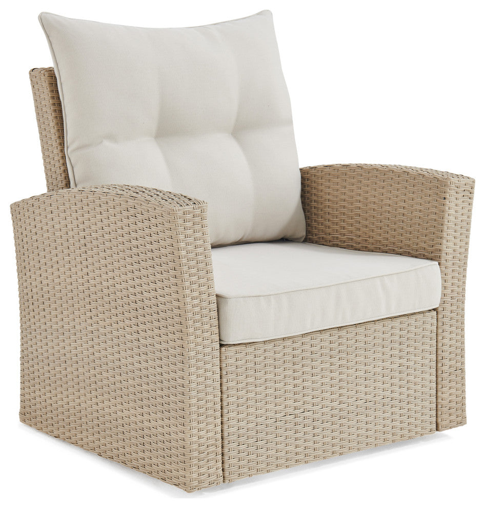 Canaan All-Weather Wicker Deep-Seat Set With Sofa, 2 Arm Chairs and 57"L Table