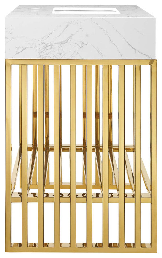 Gridiron 30" Bathroom Vanity, White Gold