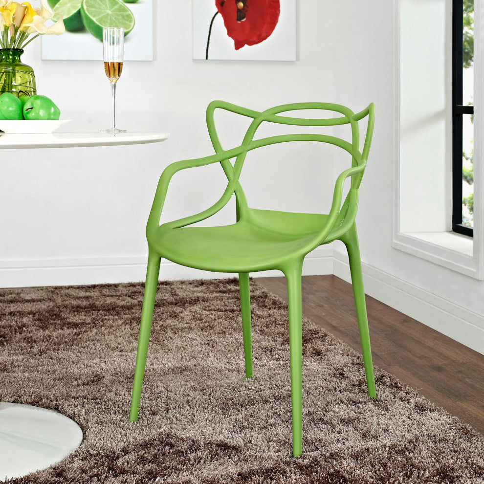 Modern Green Entangled Dining Armchair