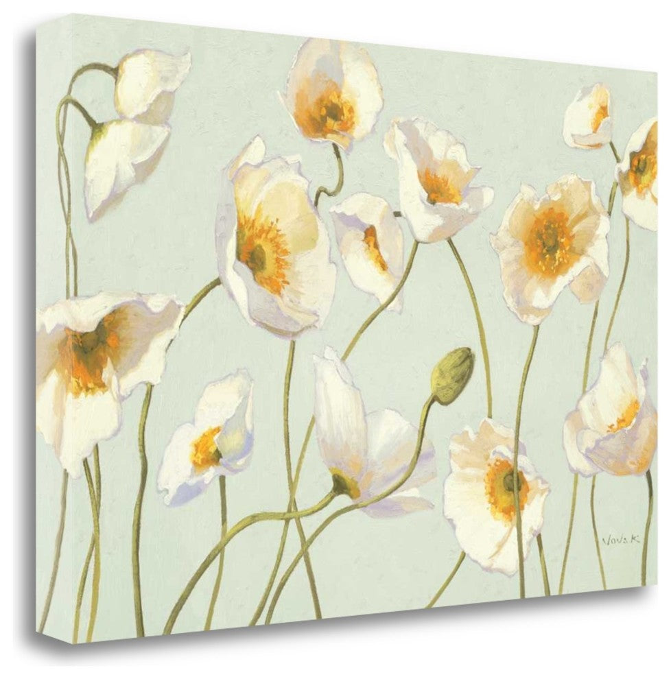 "White And Bright Poppies" By Shirley Novak, Giclee Print on Gallery Wrap Canvas