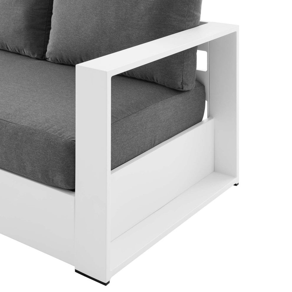 Lounge Sofa, White Gray, Aluminum, Modern, Outdoor Patio Hospitality