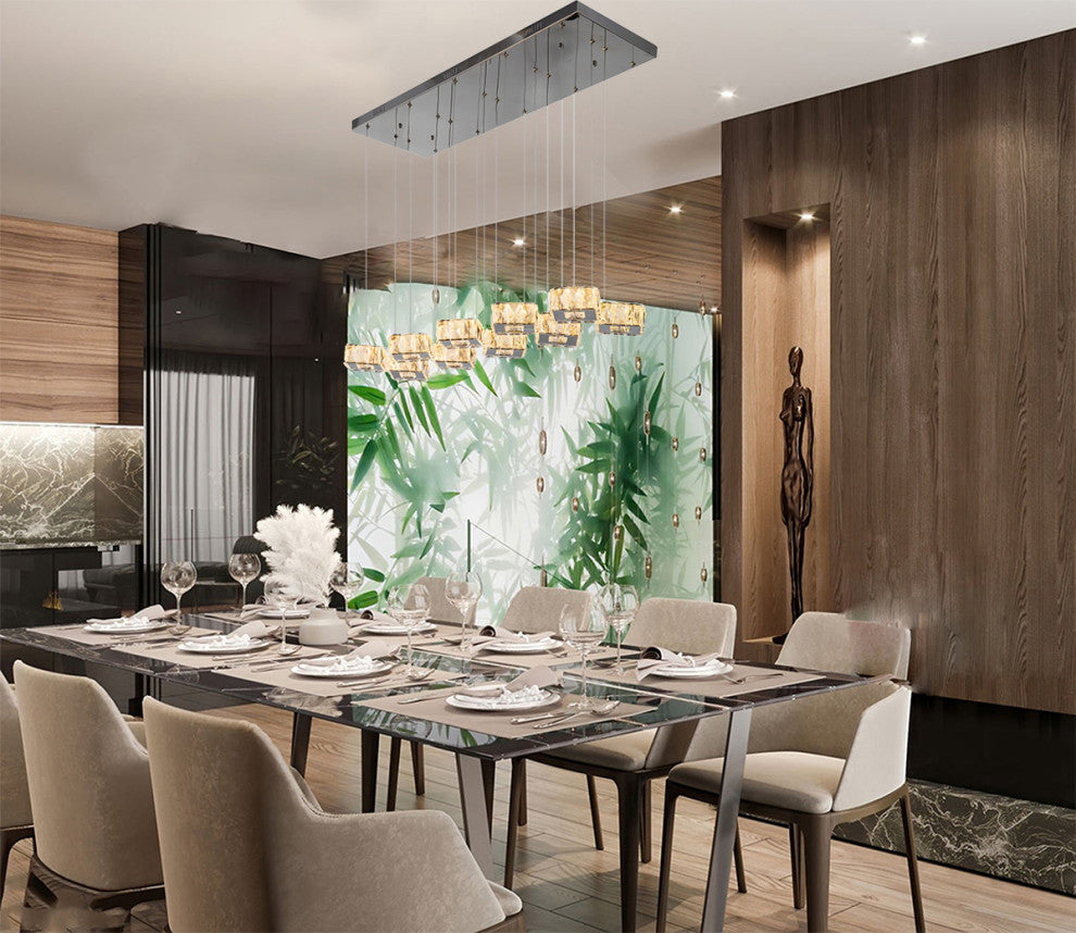 10-Light Chrome LED Crystal Chandelier