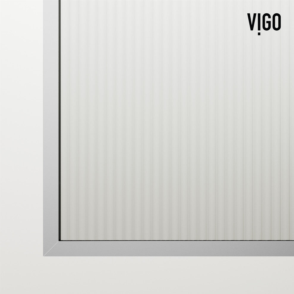 VIGO Zenith Frameless Fixed, Chrome, Shower Screen, 34" W X 74" H, Fluted Glass