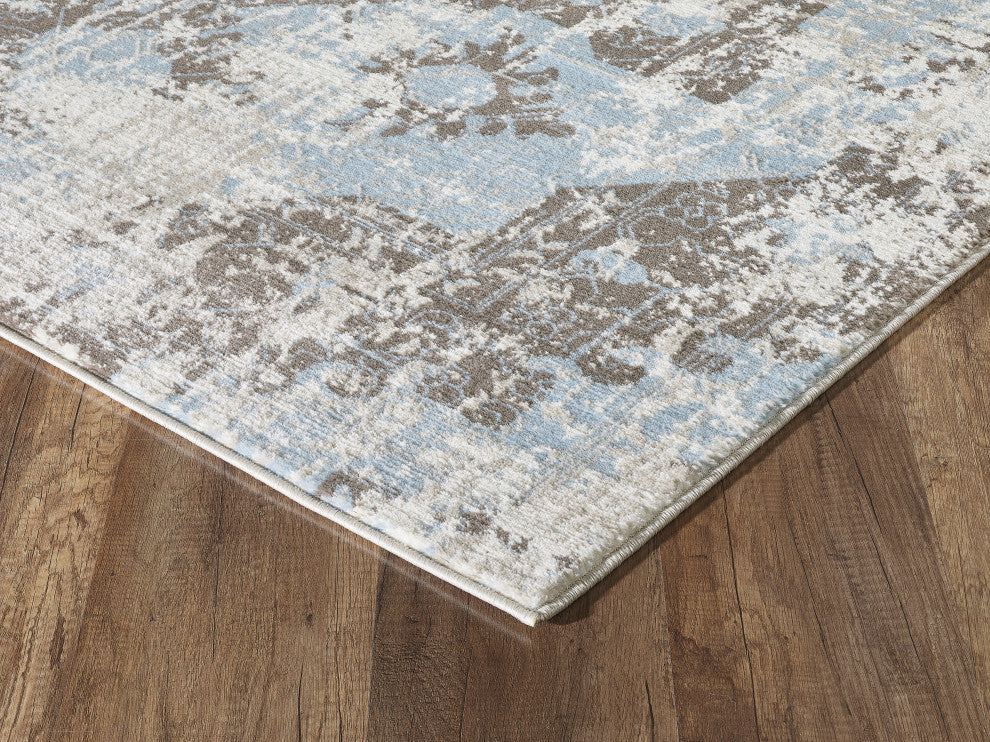 Abani Urbana URB130A Bohemian Distressed Silver and Light Blue Area Rug