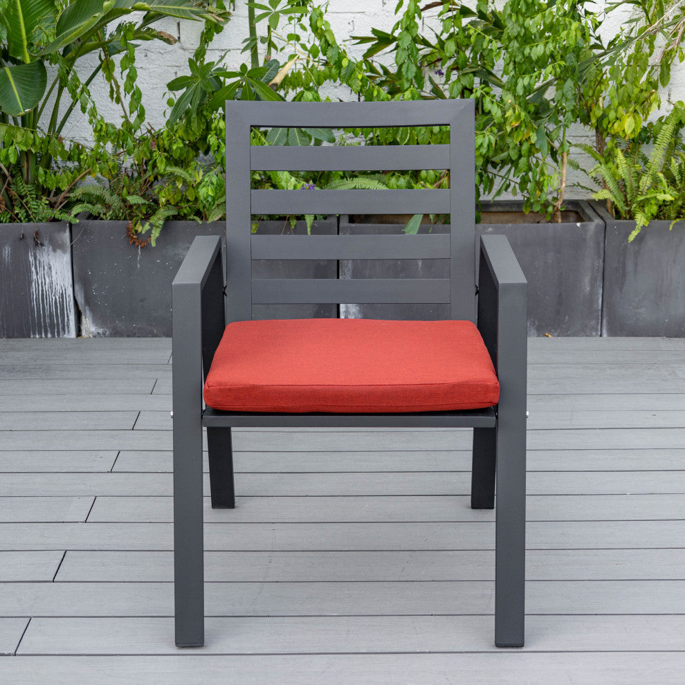 Chelsea Outdoor Dining Chair Aluminum Patio Armchair With Cushions Set of 4, Cherry Red