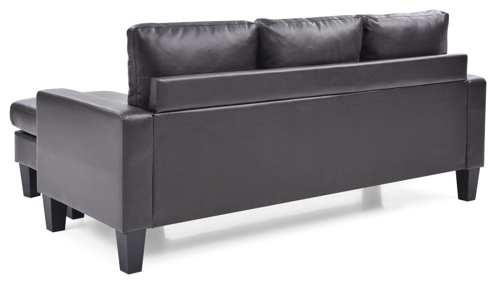 Ukiah Sofa Faux Leather Chaise, Cappuccino Faux Leather