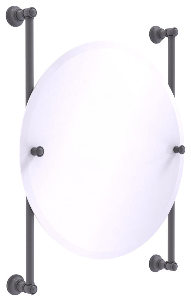 Carolina Round Frameless Rail Mounted Mirror, Matte Gray