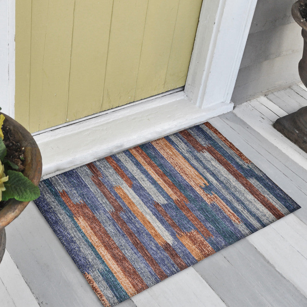 Indoor/Outdoor Sedona SN8 Denim Machine Washable 1'8" x 2'6" Rug