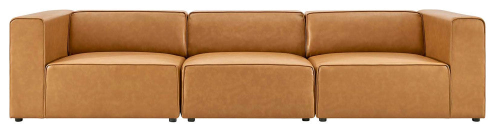 Sectional Sofa Set, Faux Vegan Leather, Tan, Modern, Living Lounge Hospitality
