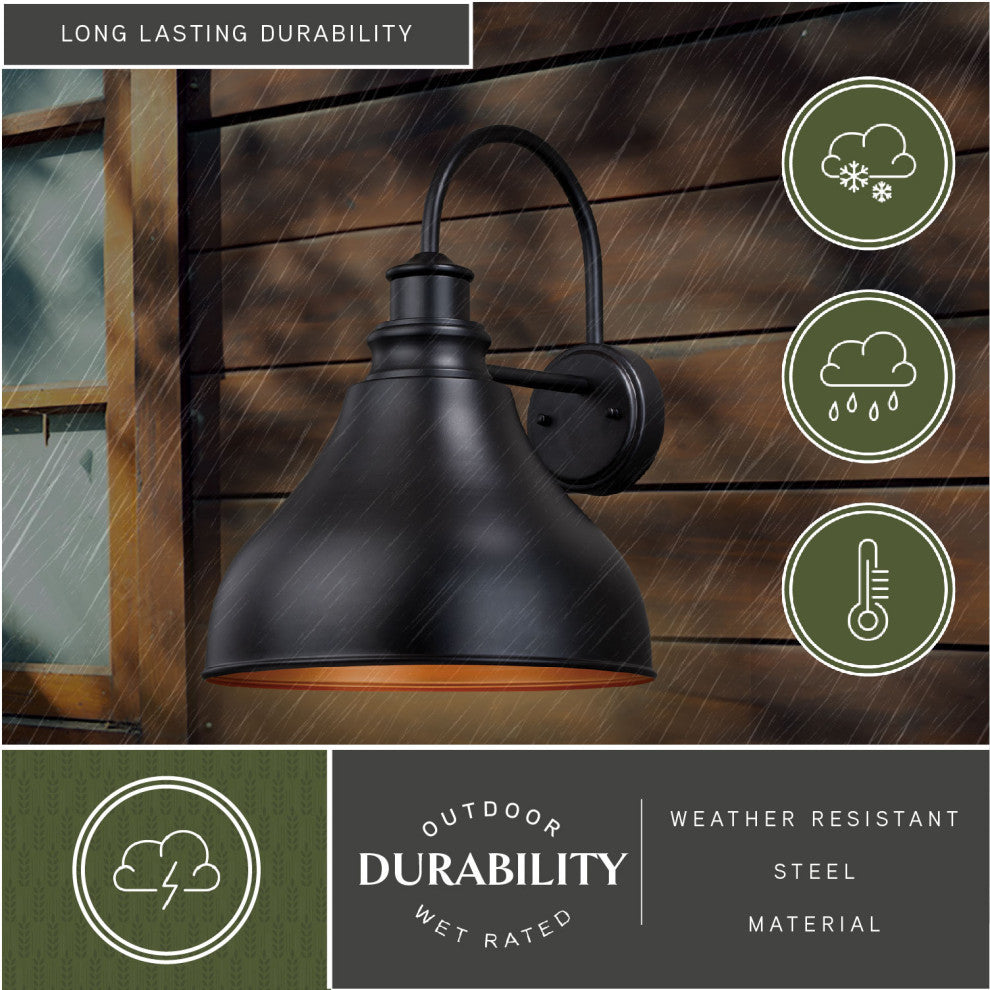 Delano 13" Outdoor Wall Light Oil Burnished Bronze and Light Gold